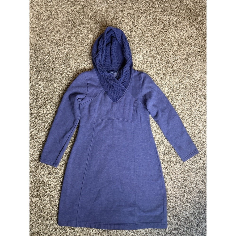 prAna Women's‎ Purple Cable Knit Hooded Long Sleeve Dress Size Medium